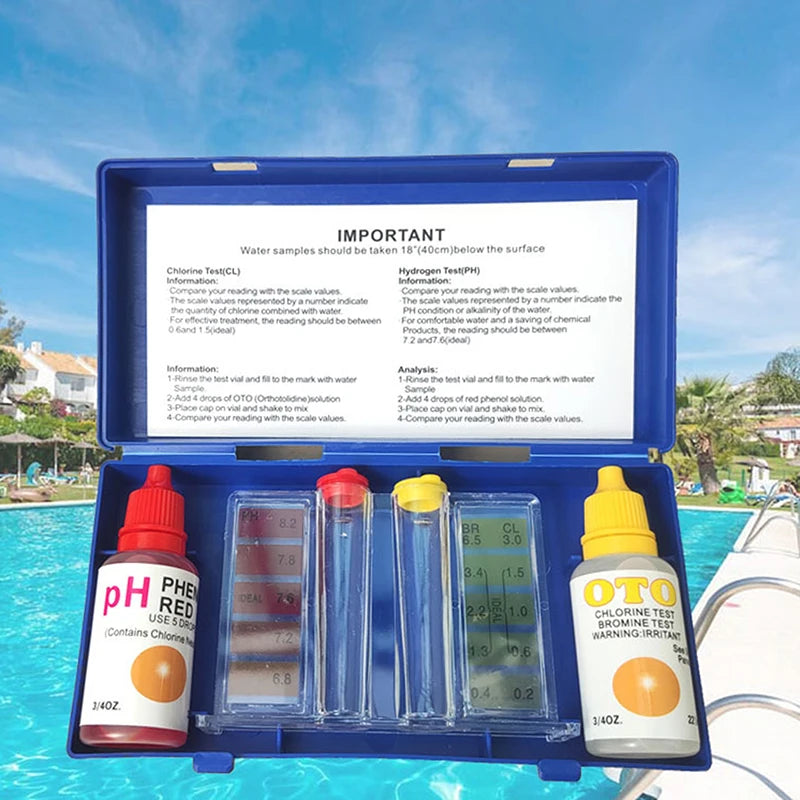1 Set DIY Hand Tools PH Chlorine Water Quality Test Kit Swimming Pool Tester Dual Purpose Water Testing Box