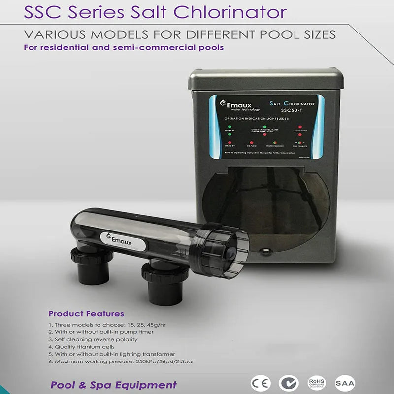 EMAUX Swimming Pool Accessories Electrolytic Salt Chlorine Disinfector Electrolytic Salt Generator Salt Chlorine Generator