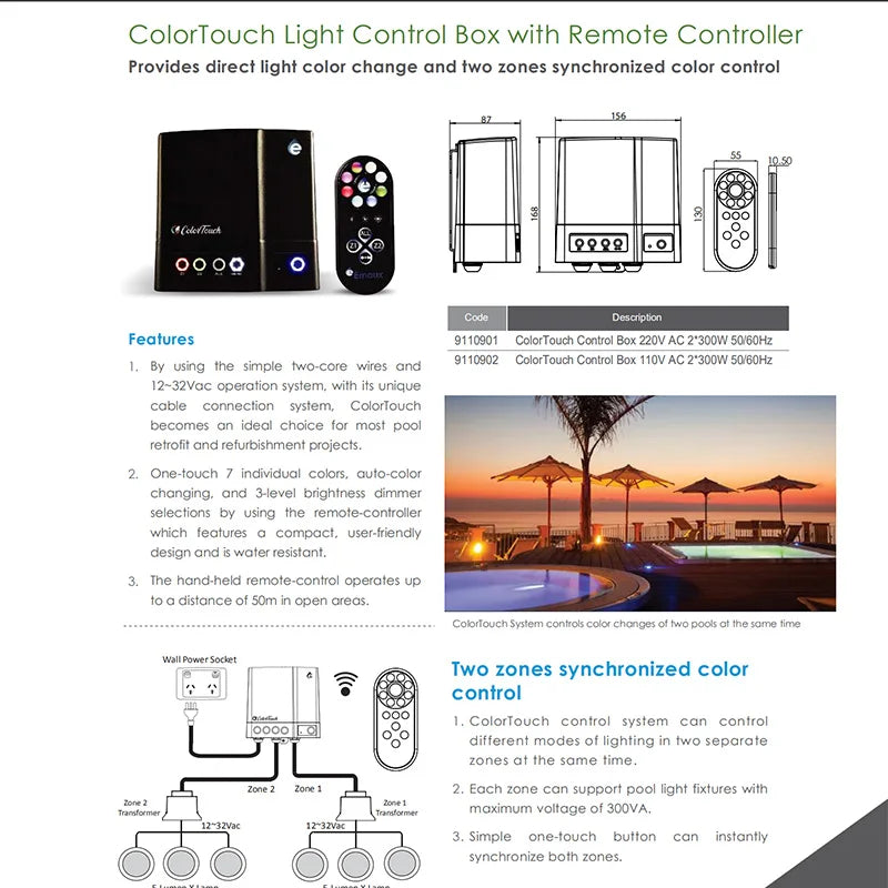 High Quality Swimming Pool Underwater Light LED Light Controller EMAUX Remote Control Light Control Box