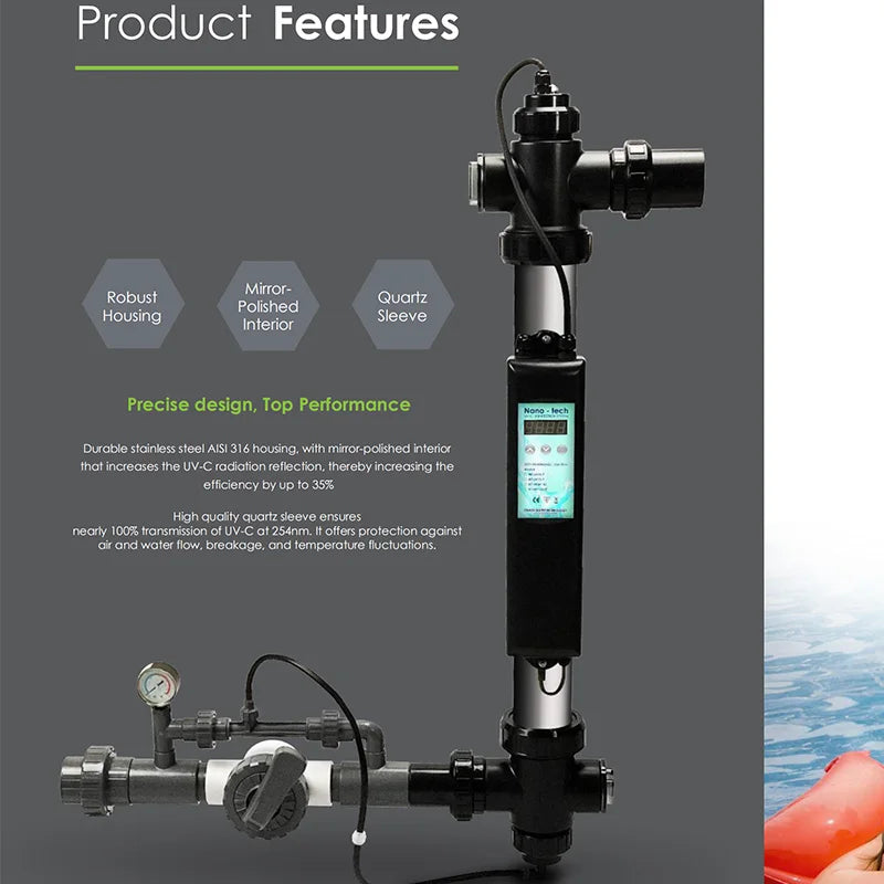 High Quality EMAUX Stainless Steel Water Filter UV Sterilizer Lamp Swimming Pool Pond Circulating Water Disinfection UV