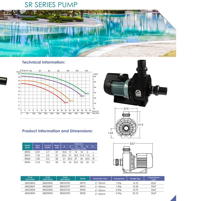 Emaux Equipment Commercial High-flow High-lift Water Park Countercurrent System Hydrotherapy Circulating Pump