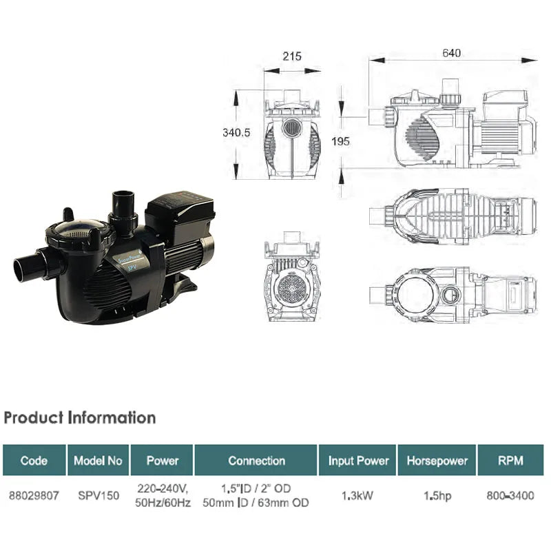 Swimming Pool Pump EMAUX High Performance SPV Swimming Pool Variable Speed Water Pump Can Be Configured With WIFI Connection