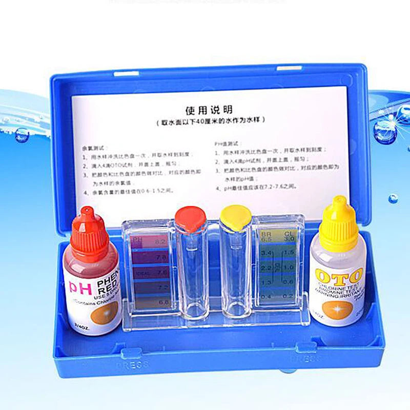 1 Set DIY Hand Tools PH Chlorine Water Quality Test Kit Swimming Pool Tester Dual Purpose Water Testing Box