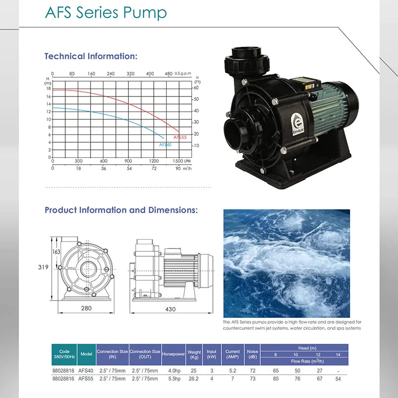 Emaux Equipment Commercial High-flow High-lift Water Park Countercurrent System Hydrotherapy Circulating Pump