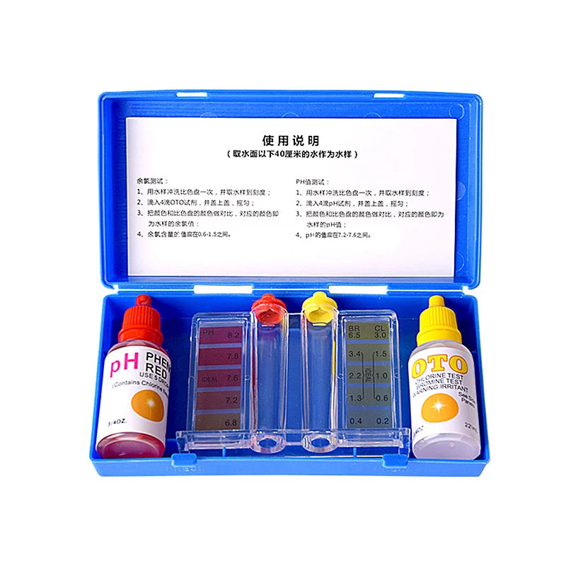 1 Set DIY Hand Tools PH Chlorine Water Quality Test Kit Swimming Pool Tester Dual Purpose Water Testing Box